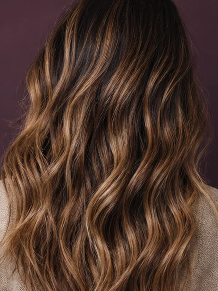 Inspiración visual de balayage caramelo sobre cabello ondulado
